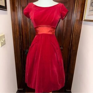 Elegant Red Velvet Dress